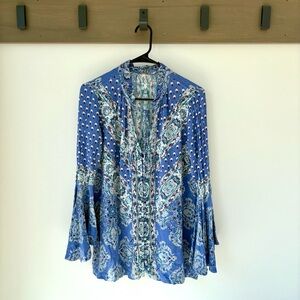 Blue Patterned Women's Top